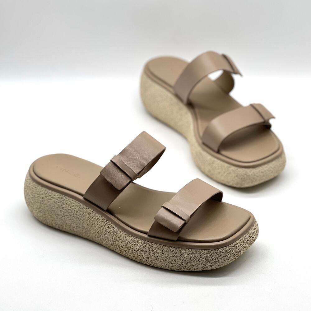 VINCE Lagos Platform Sandal Womens 10 Light Tan Taupe Bubble Platform Casual